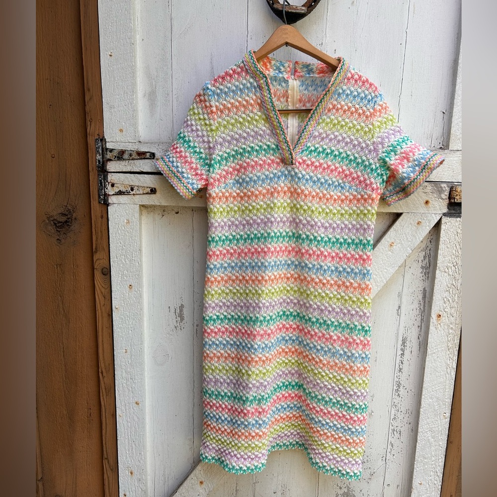Vintage rainbow pastel knit dress